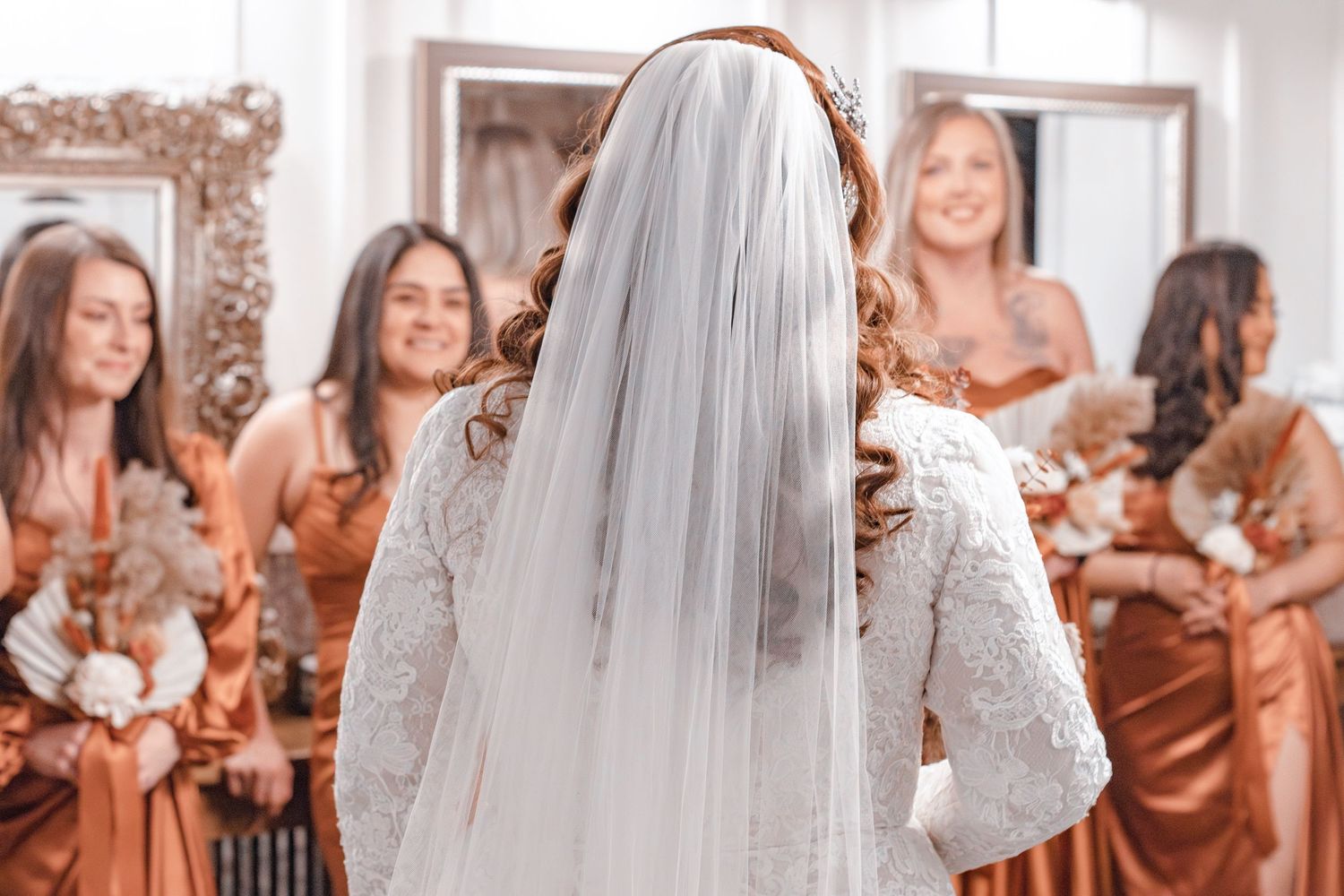Bride in a veil during an autumn Southern Utah wedding